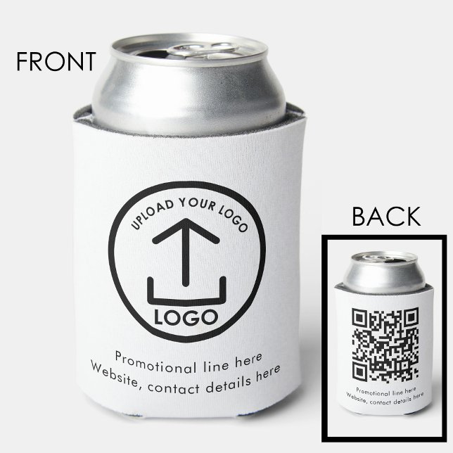 Porta-lata Logotipo profissional Texto Promo QR (Professional Business Logo Text Promo QR Code Can Cooler)