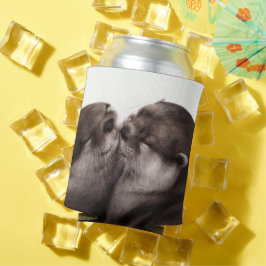 Porta-lata Lontras se Beijando - Arte de Vida Selvagem Pintad