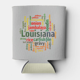 Porta-lata Louisiana Word Cloud Can Cozy Can Cooler