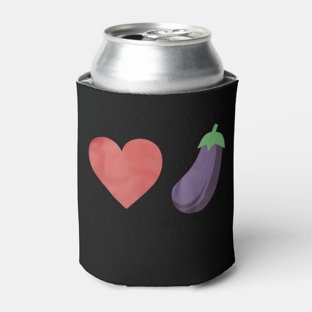 Porta-lata Love EggPlant Engraçado Gay LGBTQ Prid (Can Front)