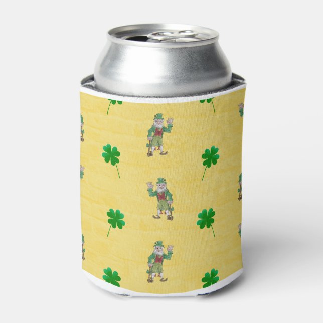 Porta-lata Lucky Four Folhas e Leprechauns (Can Front)