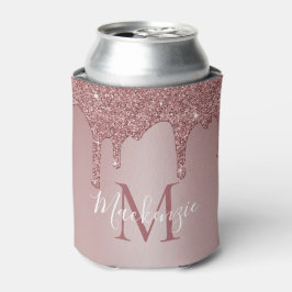 Porta-lata Luxo Monograma com Drips de Glitter Brilho em Ouro
