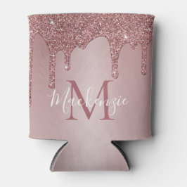 Porta-lata Luxo Monograma com Drips de Glitter Brilho em Ouro