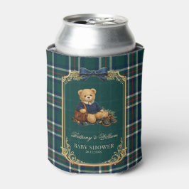 Porta-lata Luxury Preppy Teddy Bear Plaid Baby Shower 
