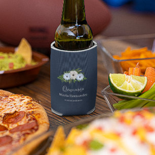 Porta-lata Luz Azul Rústica e Floral Branca Quinceañera