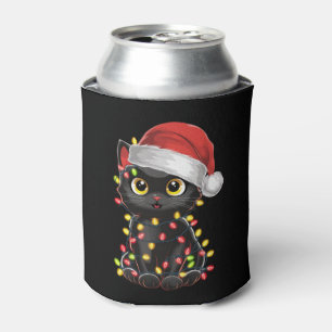 Porta-lata Luzes de árvore de Natal de gato preto, kitten eng
