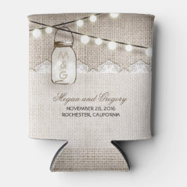 Porta-lata Luzes de Cordas e Burlap Russo Mason Jar