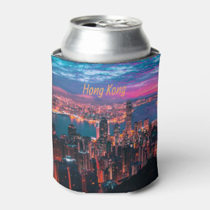 Porta-lata Luzes noturnas do Skyline em Hong Kong