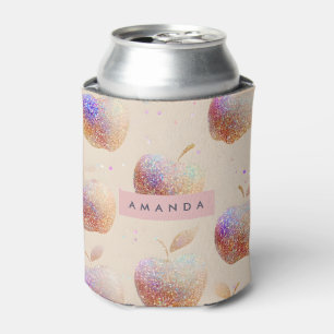 Porta-lata Maçã Personalizada com Purpurina Fruta Pastel Bril