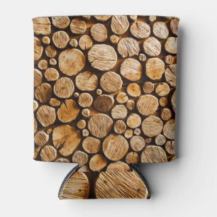 Porta-lata Madeira Natural: Textura de Log de Fechamento