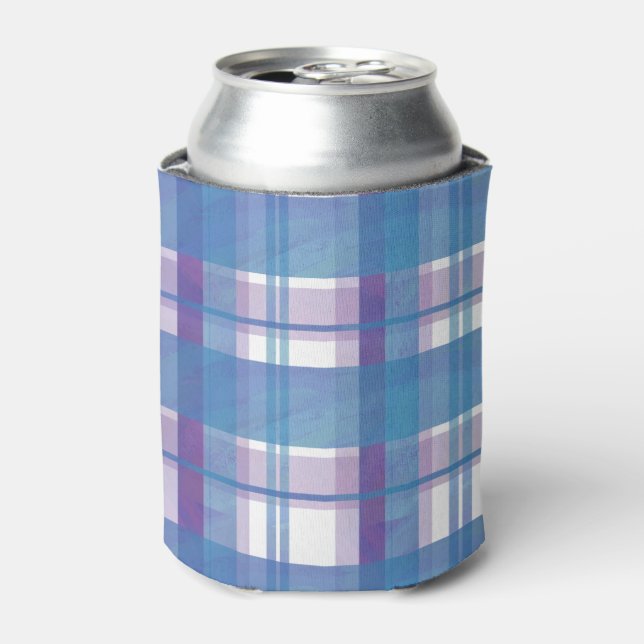 Porta-lata Madras Xadrez Azul e Roxo (Can Front)