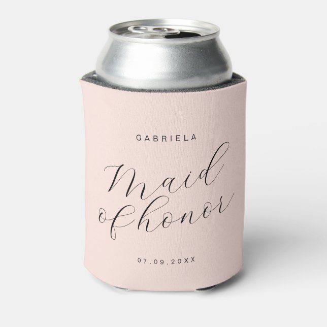 Porta-lata Madrinha de casamento personalizada mínima rosa mo (Can Back)