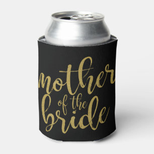 Porta-lata Mãe da Noiva Caligrafia Dourada com Brilho