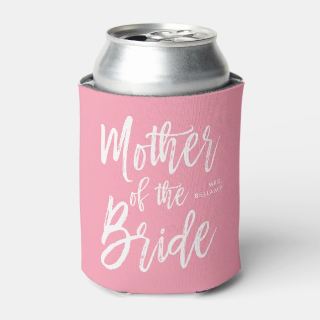 Porta-lata Mãe da Noiva | Estilo de Script - Rosa Personaliza (Can Front)