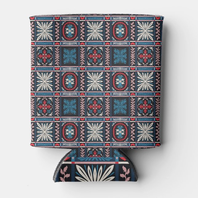 Porta-lata Maiolica italiana, bordado floral mediterrânico. (Frente)