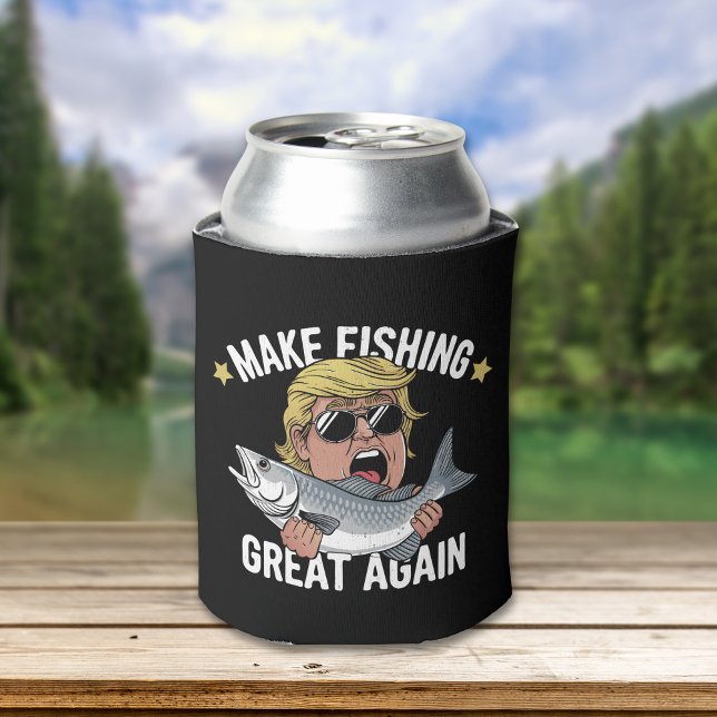 Porta-lata Make Fishing Great Again Trump Funny Fisherman (Criador carregado)