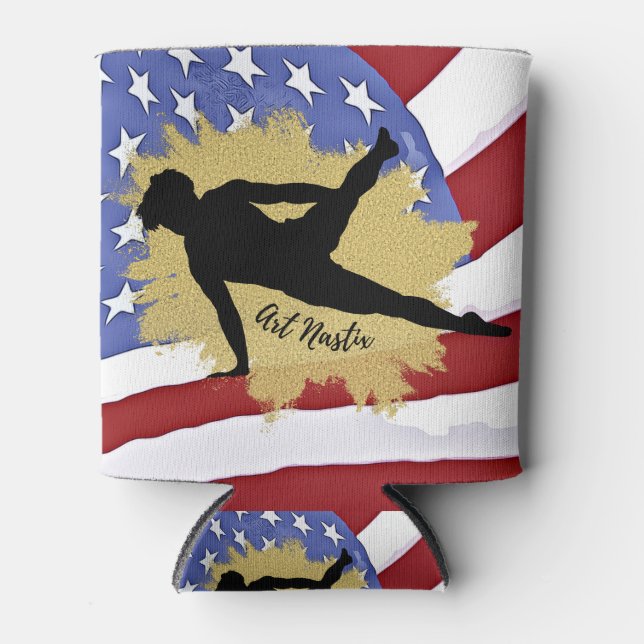 Porta-lata Male Gymnast Silhouette Art - Bandeira Americana (Frente)