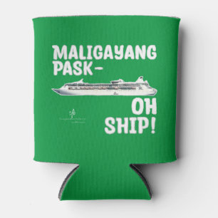 Porta-lata Maligayang Pask-OH SHIP! Chrs Verde/Prateado. Cruz