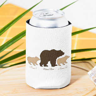 Porta-lata Mama Urso Personalizada Com 2 Nomes de Filhos Pres