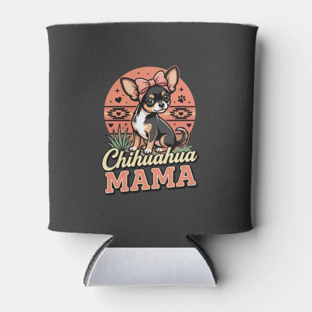Porta-lata Mamãe Chihuahua Fofa com Laço Mãe de Cachorro (Frente)