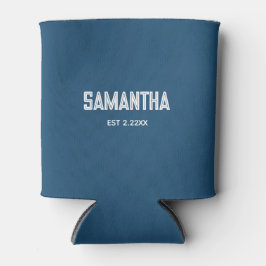 Porta-lata Manta com monograma em azul e branco