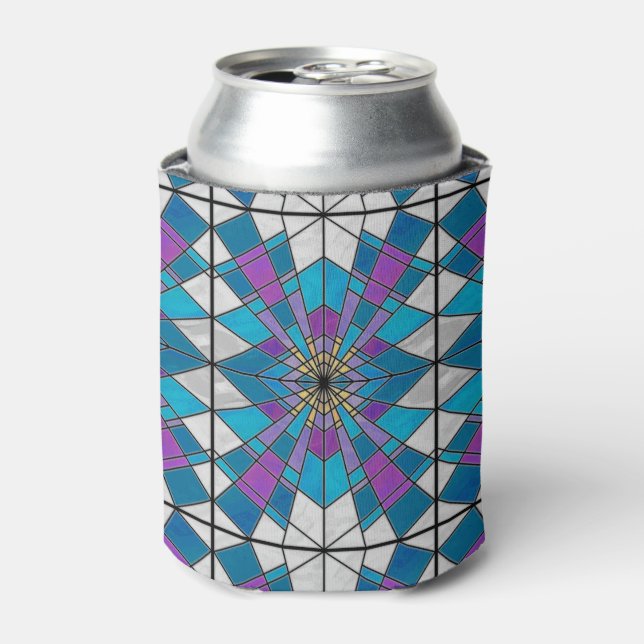 Porta-lata Mantenha o vidro com padrão de ângulo azul e roxo (Can Front)
