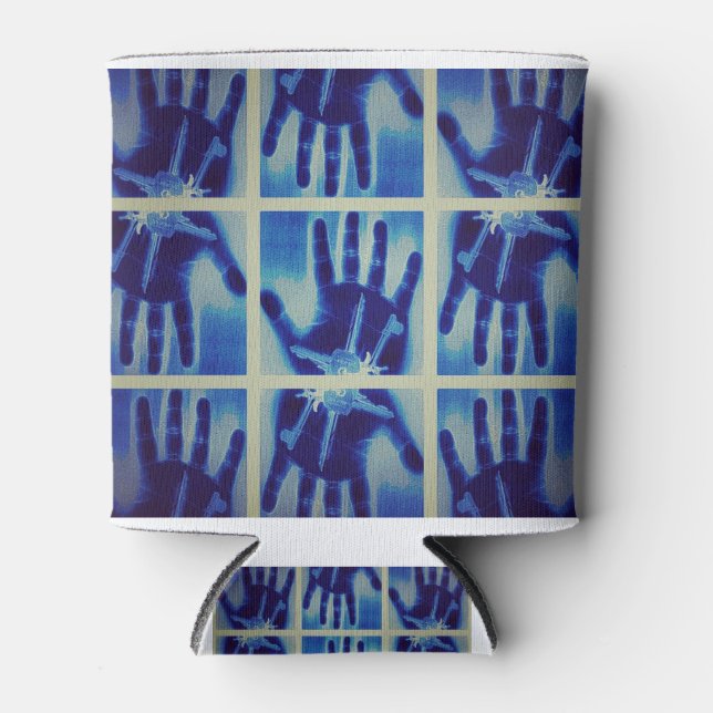 Porta-lata mão azul assustadora (Frente)