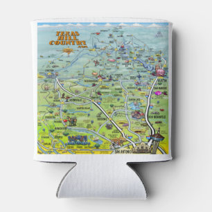 Porta-lata Mapa de Cartoons do Texas Hill Country