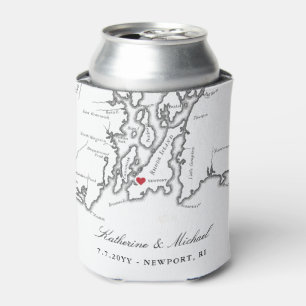Porta-lata Mapa de Newport, RI Favor de Casamento Porta-Bebid