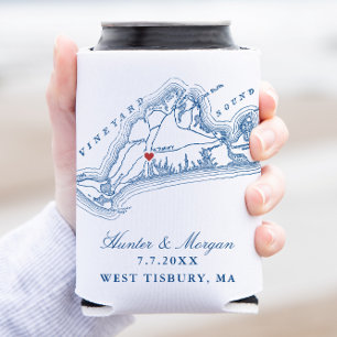 Porta-lata Mapa de West Tisbury Elegante Favor de Casamento A
