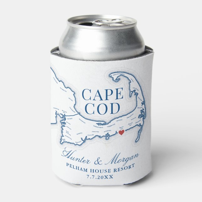 Porta-lata Mapa do Cabo Cod Favor de Casamento Pelham House R (Can Front)