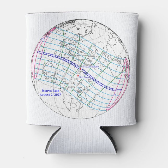 Porta-lata Mapa do Eclipse Solar Total de 2027 (Frente)