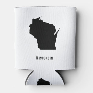 Porta-lata Mapa do Wisconsin - Black and White Modern Wiscons