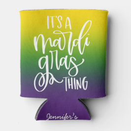 Porta-lata Mardi Gras Thing | Text Design Ombre Background 