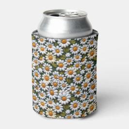 Porta-lata Margaridas Brancas de Crochê Flores Silvestres da 