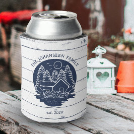 Porta-lata Marinho Azul Branco Russo Madeira Oars Família Lak