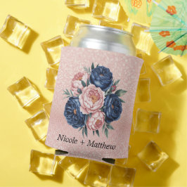 Porta-lata Marinho Azul E Rosa Dourado Floral