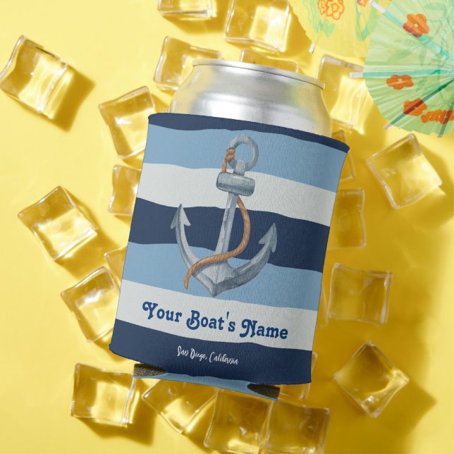Porta-lata Marinho Azul Náutico Bem-Vindo Sobre Barco Persona (Verão in situ)