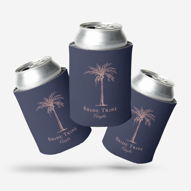 Porta-lata Marinho Azul Rosa Dourado Palm Tree  da Tribo da N (Criador carregado)