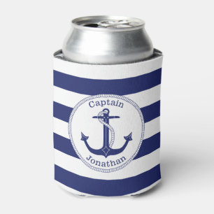 Porta-lata Marinho de Âncora Náutica Personalizado a Azul
