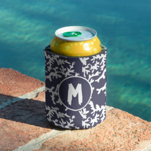 Porta-lata Marinho de recife de coral azul e branco personali