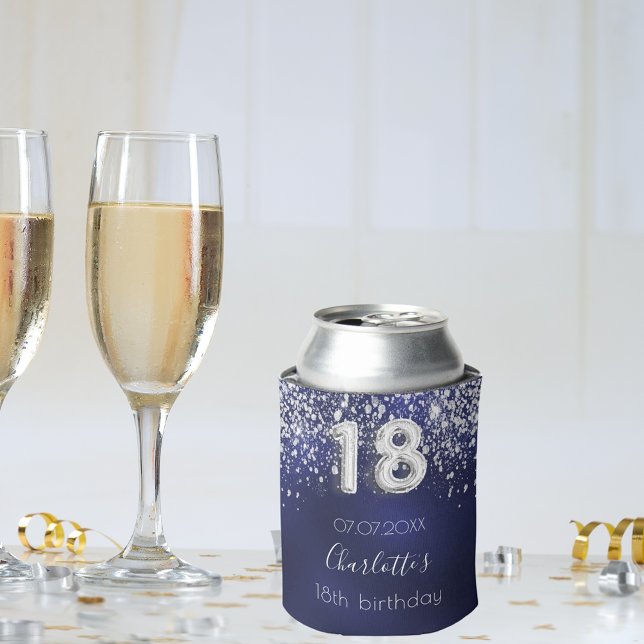 Porta-lata marinho do 18.º aniversário nome da poeira azul de (Criador carregado)