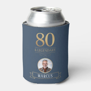 Porta-lata Marinho Elegante e 80 Dourado e aniversário lendár