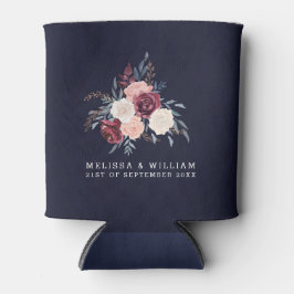 Porta-lata Marinho Floral Burgundy Noiva e Casamento de Groom