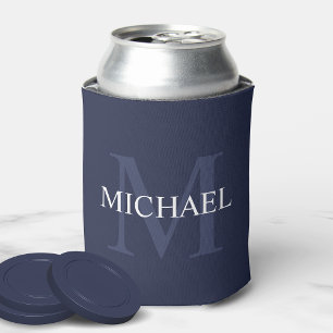 Porta-lata Marinho personalizado Monograma e Nome Azul