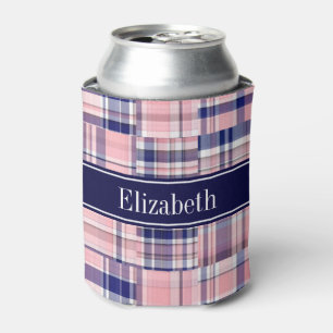 Porta-lata Marinho Rosa Que Pré-Papoila - Patchwork Madras N 