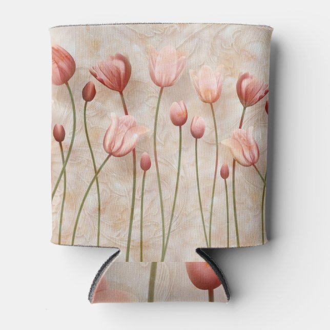 Porta-lata Mármore com tulipas claret: delicado. (Frente)
