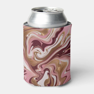Porta-lata Mármore Fluido Rosa Borgonha Dourado Moderno