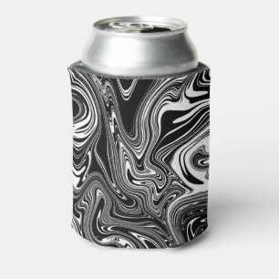 Porta-lata Mármore Líquido abstrato Preto e Branco