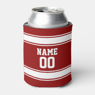 Porta-lata Maroon de Número e Nome Personalizado do Estilo Je
